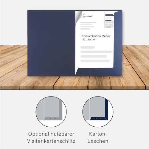 Präsentationsmappe A4 in Marineblau (20 Stück) - sehr stabiler 375 g/m² Premium-Karton - direkt vom Hersteller STRATAG - Dokumentenmappe Mappe A4 Angebotsmappe Pappmappe Projektmappe