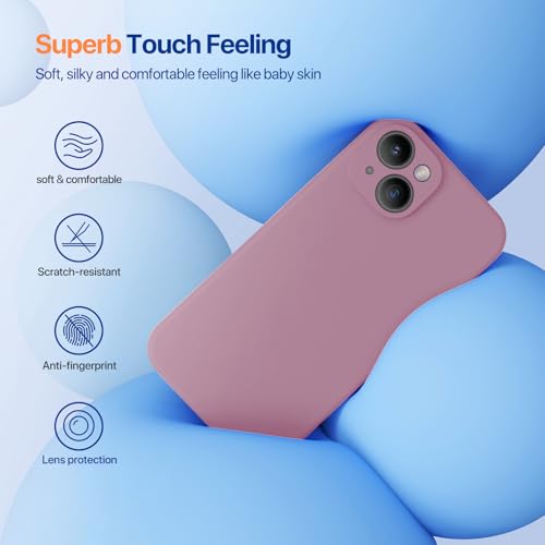 Miracase Designed for iPhone 14 Case with Screen Protector,[Upgraded Enhanced Camera Protection],Shockproof Liquid Silicone Case with Microfiber Lining, 6.1 inch,Blackcurrant - 5