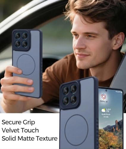 Image of VONZEE Matte Magnetic Case Compatible for Motorola Edge 60 Fusion Wireless Charging Shockproof Anti-Scratch TPU PC Slim Fit Full Protection Phone Cover for Motorola Edge 60 Fusion-Navy