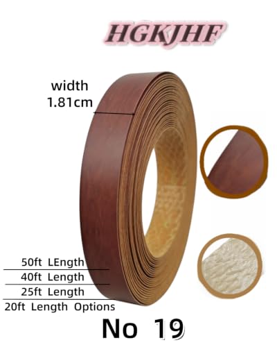 Image of HGKJHFmelamine Edging Tape. pre Coated with hot melt Adhesive Flexible Veneer Edge Edging, Used for Cabinet and Furniture Maintenance (No19-Deep Brown Mahogany Color, 1.81cm*6m)