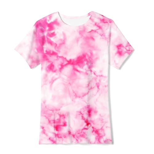 Image of SunFoucs Girls Kids Shirts Size 5-12 Tie Dye Casual Tshirt Short Sleeve Crewneck Tee Top | Short Sleeve Rainbow Tee Top