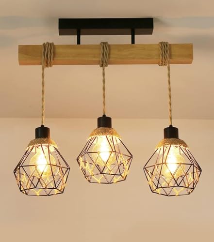Lampe suspendue en bois réglable pour corriger un plafond