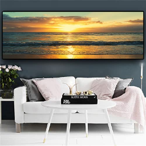 Toile paysage océan panoramique affiche plage et impression murale nature pour salon