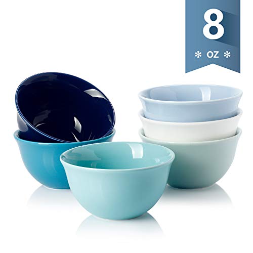 Sweese 122.003 Porcelain Bouillon Cups - 8 Ounce Dessert Bowls - Set of