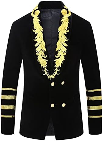 Mens Velvet Court Prince Blazer Slim Fit Stylish Embroidery Suit Jacket Prom Wedding Elegant Blazers Dress Suit