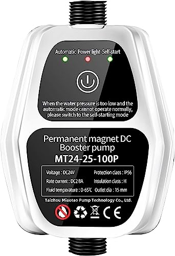 Bomba Elevadora de Presión de Agua, Bomba de Agua de Refuerzo para Calentador de Agua, Presurizador de Agua Automático de Gran flujo de 25 L, para Calentador Solar/Grifo/Lavadora, 100 W, 100-240 V