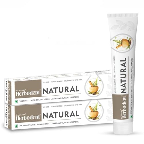 Image of Natural Toothpaste - 100g Pack of 2 | Less Foaming, Works Amazing | SLS Free | Fluoride Free | Herbal Toothpaste with Neem, Clove & More Herbs