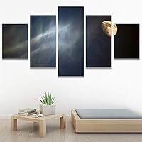 SIGNWIN 5 Panel Canvas Wall Art Aerial Astronomy & Space Expressive Global Moon Multicolor Photography Realism Warm for Home Decorations Ready to Hang - 60
