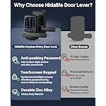 Keyless Entry Door Lock with Keypad and Handle for Front Doors, Touchscreen, Anti-peep Password, Auto-Locking, Matte Black - Image 4