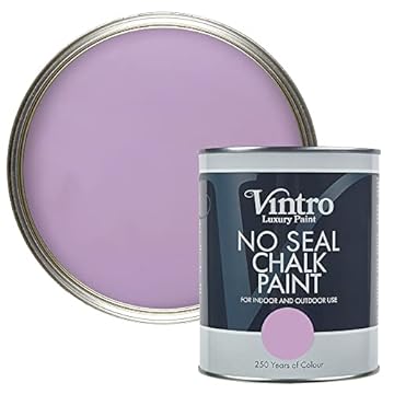 Vintro Paint | No Seal Chalk Paint | Violet | Interior & Exterior Use | Furniture | Walls | Wood | Metal | 1 Litre (Dames Violet)