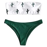 cactus bikini zaful La parte superior de bikini Bandeau está diseñada con estampados de cactus en todas partes y almohadillas redondas extraíbles para un agarre cómodo.