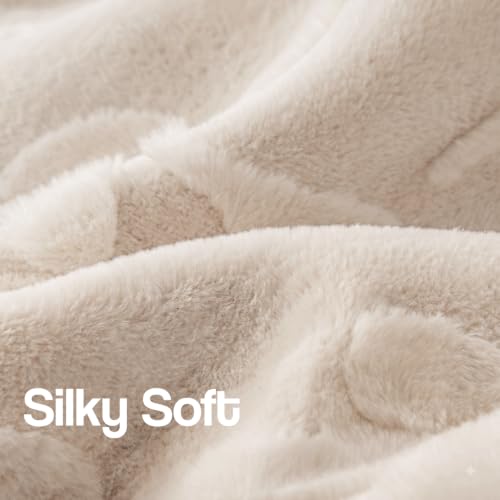 Image of House of Quirk Taffy Fleece Silky Sofa Cover Mat 2 Pcs Armrest - Almond