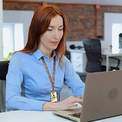 4 Pcs Leopard Lanyards For Id Badges Card Holder Brown Leopard Neck Lanyard Id Badge Holder Wrist Key Holder Badge Reels Retractable #TOP1