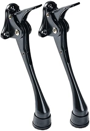 HOME&I Kickdown Door Stopper, 6-Inch Commercial Heavy Duty Doorstops Holder Kick Door Kickstand Height-Adjustable Rubber Foot (2 Pack-Black)