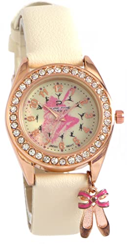 Pure Time London NPT007 Montre à breloque ballerine pour fille ou femme Doré rose, Beige, or rose, Kids, Sangle