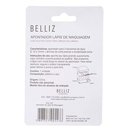 Apontador para Lápis de Maquiagem, Belliz, Preto