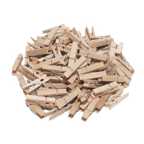 CUWELT 300 x Mini Holzklammern, 35mm Natur Kleine Wäscheklammern aus Echten Holz, Deko Klammern, Kleine Holzclips, Natürliche Zierklammern für DIY, Basteln, Aufhängen von Fotos, Postkarten, Briefen