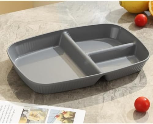 ランチプレート サラダ皿 仕切り皿 【2個】 軽い 割れにくい 深め すくいやすい 食器 フード トレイ 皿 クリーム カフェ風 分割ディナートレイランチコンテナフードプレート 子供用食器 ワンプレート 皿 (ダークグレー)