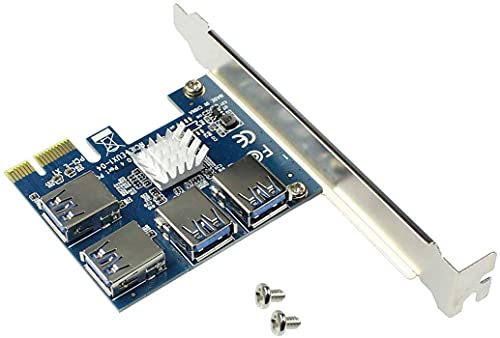 Etzin PCIe 1 to 4 Riser Card, Pcie Splitter, 4 Risers into 1 PCI Card, PCIe Multiplier Risers 1X to External 4 PCI-e USB3.0 Adapter for ETH Miner... - Image 7