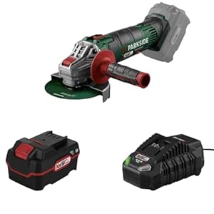 Parkside Akku-Winkelschleifer PWSA 20-Li mit Akku 4.0 Ah und Ladegerät im Koffer