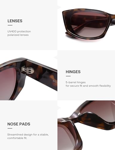 SOJOS Retro Cat Eye Polarized Sunglasses for Women Designer Inspired Sunnies UV400 Protection SJ26074