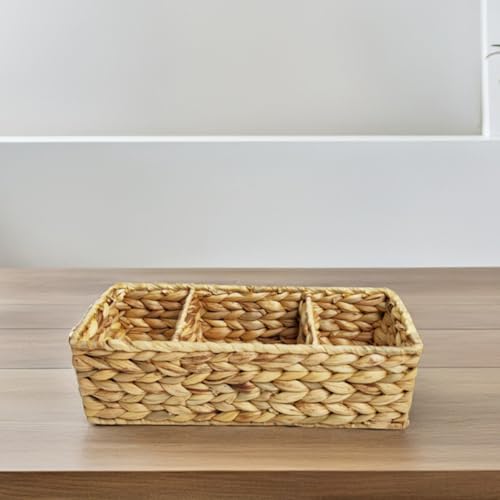 Panier de rangement en jacinthe d'eau HEMOTON à 3 compartiments compact - 5