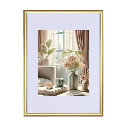 KM FOTO New Lifestyle Kunststoff Bilderrahmen mit Passepartout & Klarglas Hoch- & Querformat: Farbe: Gold | Format: 21x29,7 DIN A4