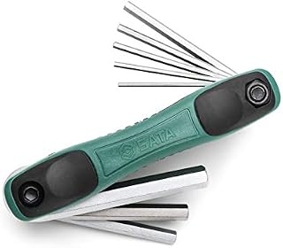 SATA ST09121SJ 8-Piece Metric Folding Hex Key Set, 1.5mm - 8mm, with Alloy Steel Construction and Ergonomic Dual Material Comfort Grip