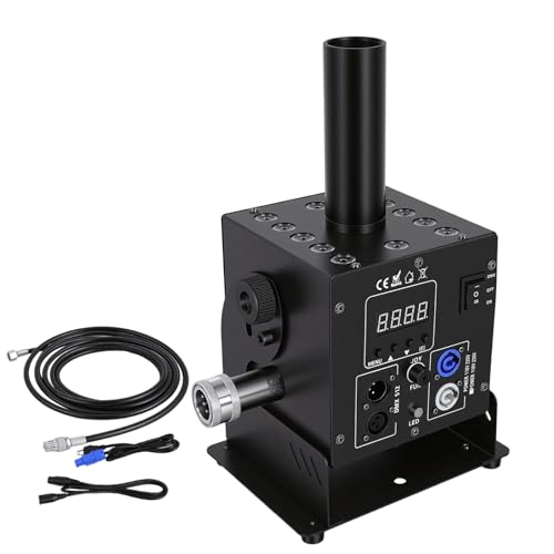 Máquina de humo CO2 con luces, 12 LED RGBW, 260 W, máquina de chorro para escenario, cañón de humo CO2 DMX512, ángulo ajustable de 180°, con manguera, para DJ, conciertos, fiestas, cumpleaños y bodas miniatura 1