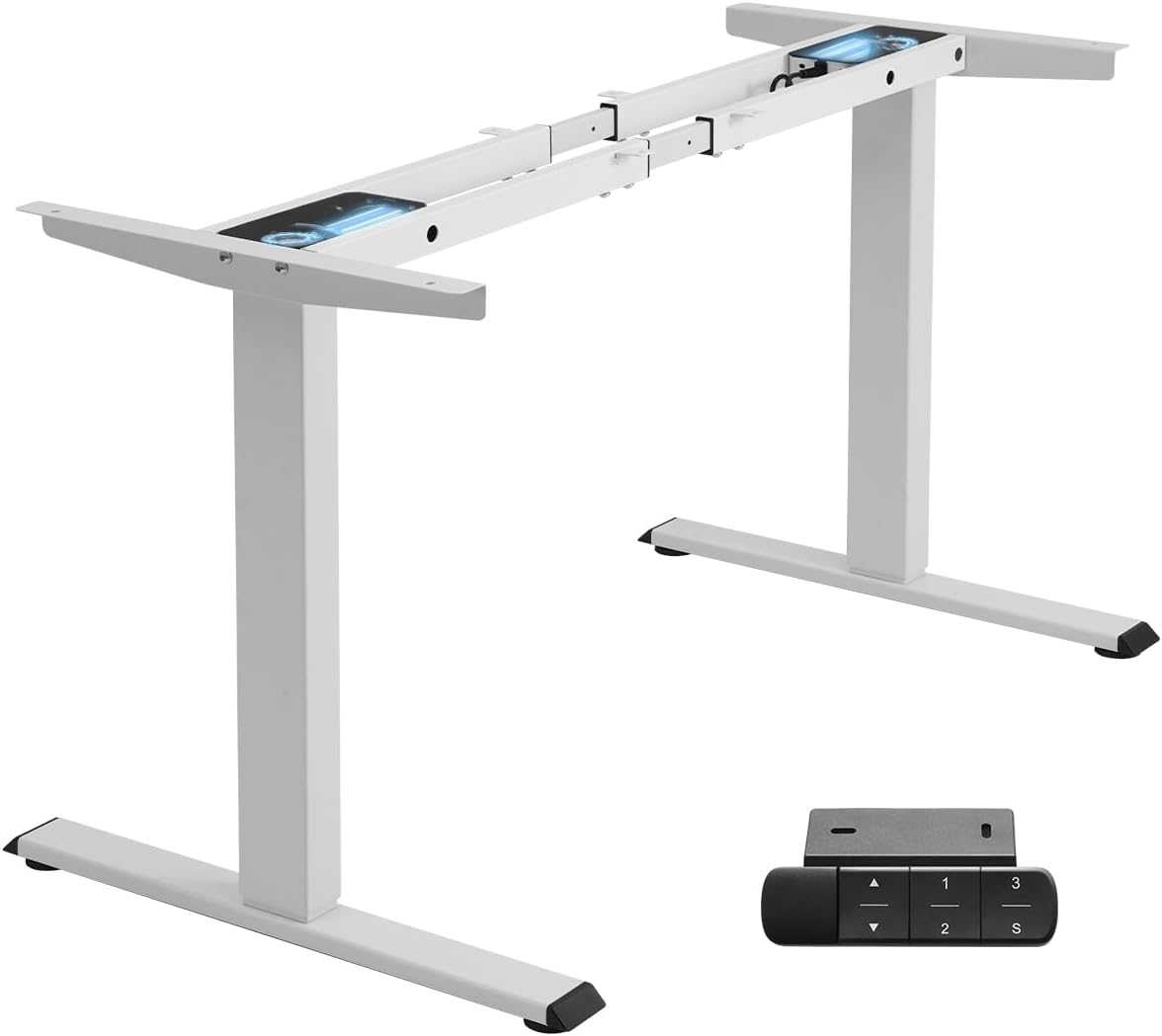 Dual Motor Electric Standing Desk Frame, Height Adjustable Sit Stand Base for Home Office, Fits Table Tops up to 70.8 x 31.5 Inch, 225 lb Capacity (White, Without Stand)