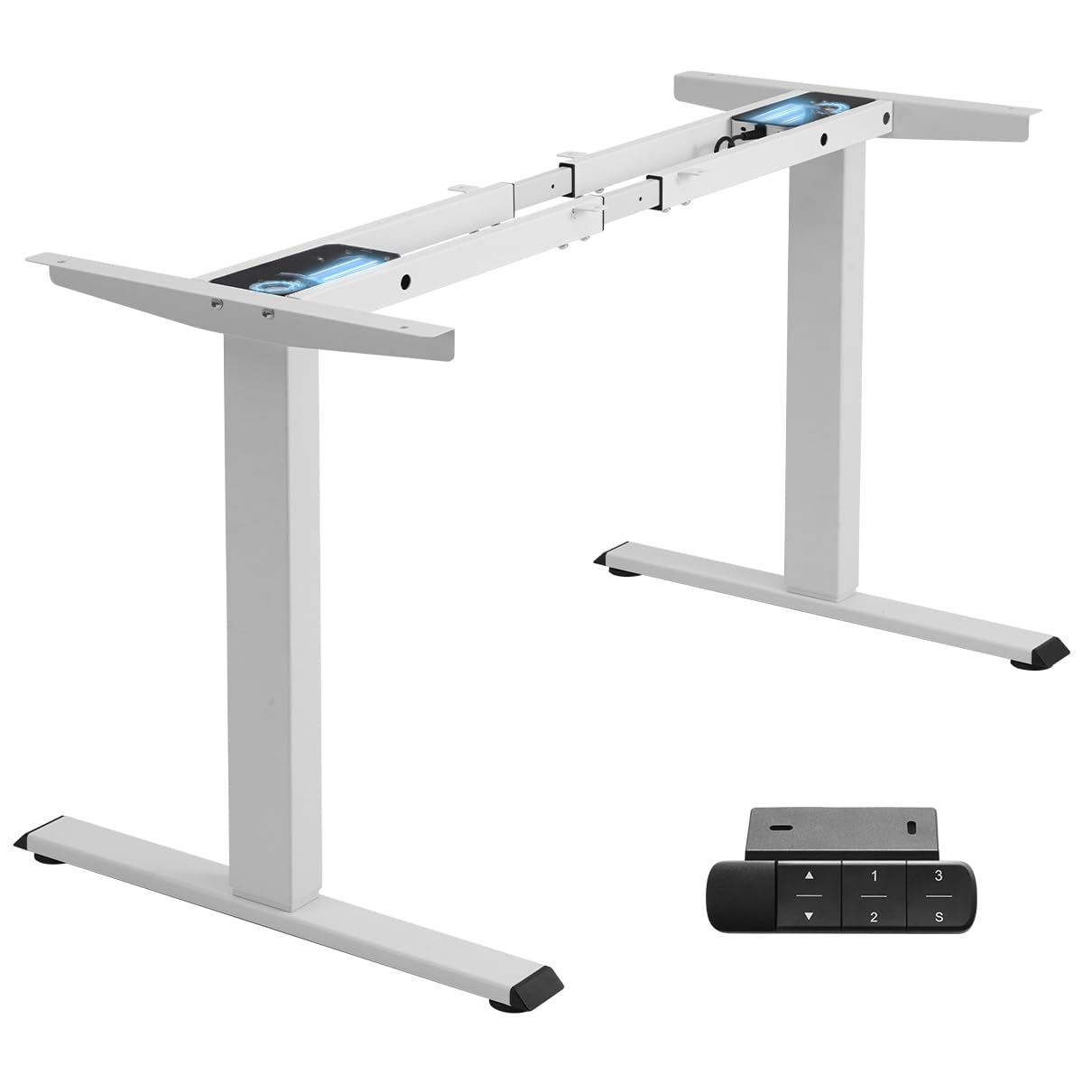 Dual-Motor Electric Adjustable Standing Computer Desk Frame for Home and Office (White Frame only)