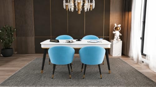 Image of WOODEN SPACE Wooden Dining Table with 4 Chair || Urban Dining Table for Dining Room (Sky Blue)