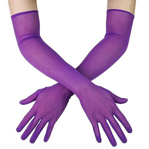 Luwint Extra Long Tulle Mesh Glove (Purple)