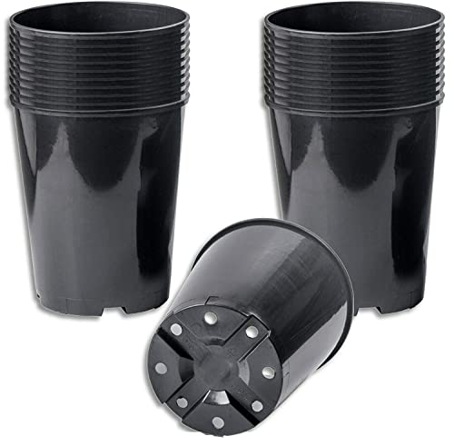 Muddy Hands Pack of 20-3 Litre Deep Rose Black Plastic Plant Pots Outdoor Garden Round Nursery Flower Herb Flower Planters