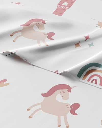 Image of Kids Full Size Princess Unicorns Bed Sheets - 4 Piece Kids Sheet Set | Princess Unicorns Themed Bedding, Ultra-Soft, Cute & Cozy, Breathable & Machine Washable, Bed Set for Boys, Girls & Teens