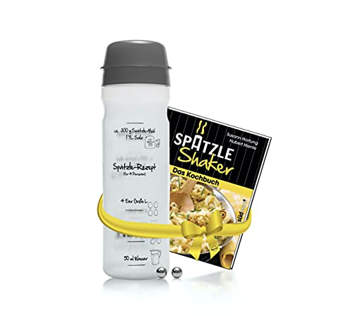 Einsteiger-Set zum Spätzle selber machen mit Spätzle-Shaker 875ml schwarz 4 Portionen & Rezeptbuch (8. Auflage, Verlag Südwest) Alternative zur Spätzlereibe, Spätzlepresse, Spätzlesieb, Spätzlehobel