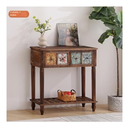 Mesa de entrada de madera maciza de 80.5cm con estante para sala de estar 3