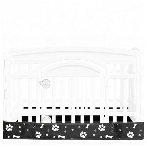Image of Dog Playpen Bottom Pad Mat for 36 inch 4-Panel Playpens - Scratch & Chew-Resistant Puppy Pen Floor Mat with Hook & Loop Fasteners, Waterproof & Leakproof, Non-Slip (Black) (Playpen Not Included)