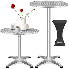 KESSER® Tavolo da bar pieghevole | Piano in acciaio inox verniciato a polvere | Piedini regolabili in altezza | Tavolo da festa Ø 60 cm | Tavolino pieghevole argento