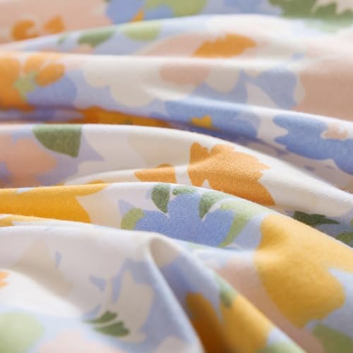 Image of Caressma Twin Size 5 Pieces Comforter Set Bed-in-a-Bag,Soft Fabric Print Yellow Floral for Baby & Kids,Includes Flower Comforter, Fitted Sheet, Flat Sheet，Pillow Case & Pillow Shame for All Seasons