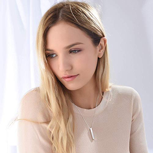 Myka – Personalized Engraved 4 Sided Vertical 3D Bar Necklace Pendant Nameplate Custom Made Text Word Jewelry For Mom Wife Girlfriend (Sterling Silver) #TOP2