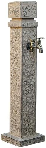 Outdoor Garden Hose Stand with Faucet – Decorative Freeze-Proof 44in Hose Holder for Backyard Irrigation & Washing – Durable & Functional Garden Accessory