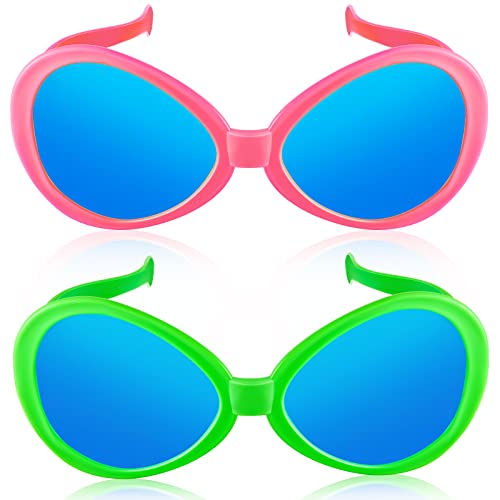 Flutesan 2 Pcs Giant Sunglasses Jumbo Clown Glasses Funny for Adults Photo Props for Summer Party(Pink, Green)