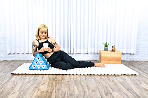 Image of Leewadee Thai Triangle Cushion - Comfortable Backrest for TV or Reading, Wedge Pillow - Eco-Friendly Natural Kapok Filling, 20 x 13 x 13 inches, Light Blue