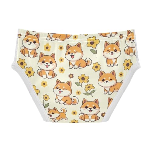CHIFIGNO Boy Cotton Underwear Soft Briefs Printed Briefs Underwear for Toddler Boy, Cute Cartoon Dogs Yellow2