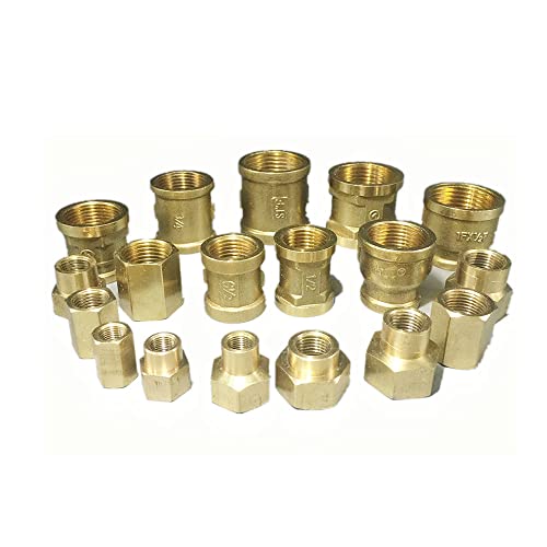 1PCS Pipe en Laiton Ajustement du Tuyau de cuivre Couplage Hexagonal Coupleur Rapide Connette Femelle Femelle BSP pour Le gaz de Carburant d'eau,3/8F to 1/2F