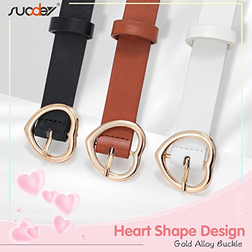 Suosdey 3 Pack Girls Belt Kids Leather Cute Belt With Heart Buckle For Teen Little Toddler Girls #TOP4