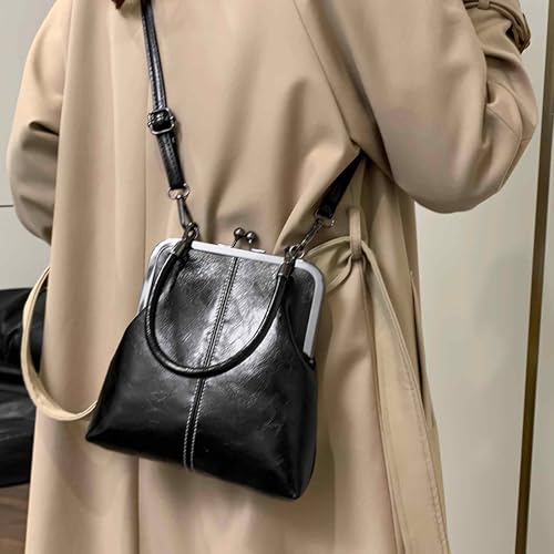 black crossbody bags for women, small kiss lock purses and handbags, purse with pockets and compartments3