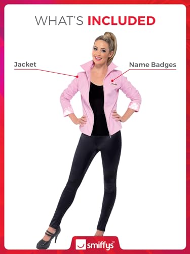 Cazadora Pink Ladies de Grease Deluxe satinada con cremallera e insignias Smiffys 3