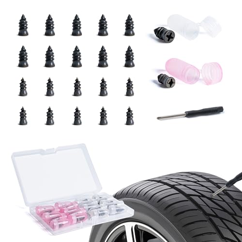 SPDYCESS 20 Stycken Gummispikar för Däckreparation med Skruvmejsel, Självbetjäning Punkteringsreparation Verktyg, Vakuum Skruv för Bil Motorcykel Fordon (10 S+10 L)